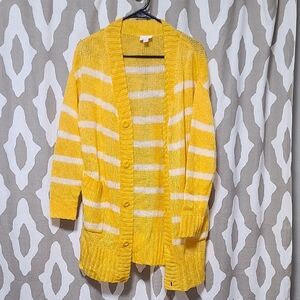 LuLaRoe Yellow and White Striped Cardigan